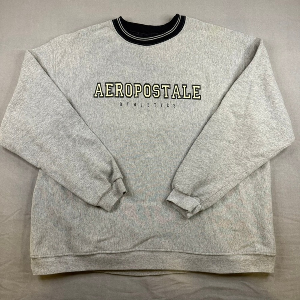 VTG Aeropostale Athletics Sweatshirt Mens XL Gray Crewneck Embroidered 90s USA
